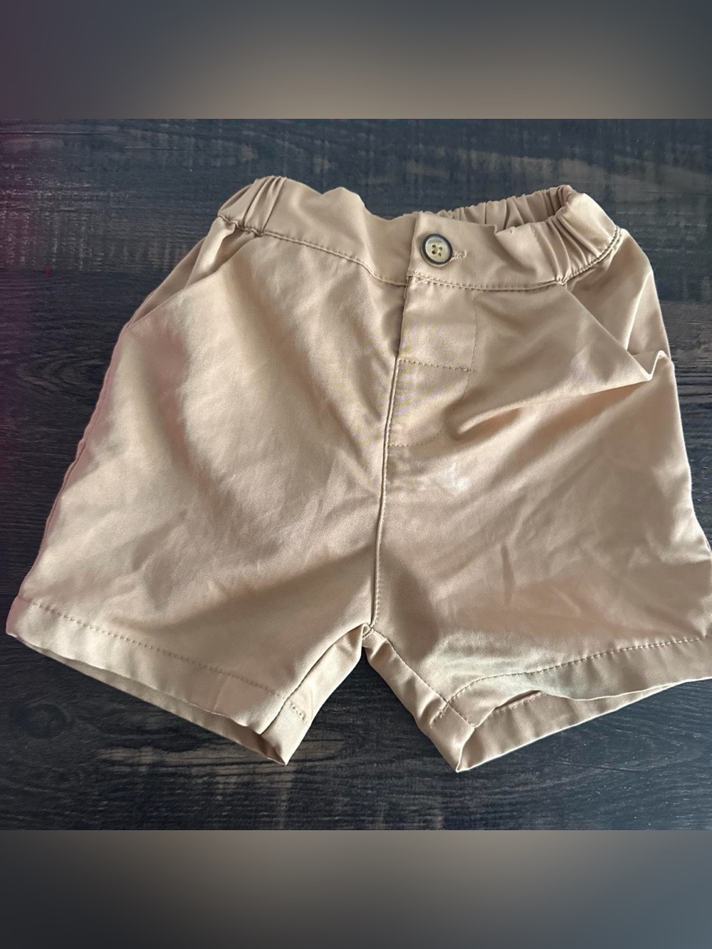 SHEIN Tan Elastic-Waist Kids Shorts